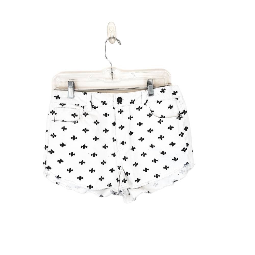 Forever 21 High-Waist Shorts White Black Crosses Cross Print Size 27